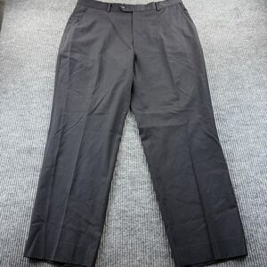 Axcess Pants Mens 35x30 Gray Pinstripe Wool Dress Suit Trousers Flat Front